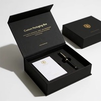 Boîte cadeau magnétique rigide recyclable personnalisée avec emballage en carton PR noir haut de gamme et logo