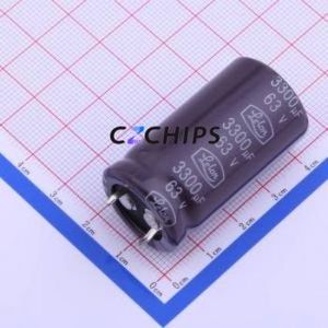 LSG332M1J--A2240 Snap-in Aluminum Electrolytic Capacitor Through hole Component (THT),D22xL40mm 3300uF 20% 63V 10mm - Product Image 1