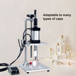 Machine de capsulage pneumatique de bureau pour flacons de <span class=keywords><strong>parfum</strong></span>, pots cosmétiques et bouteilles d'huile en verre, avec capuchonneuse à anneau de col moyen pour bouchons en aluminium - Product Image 5