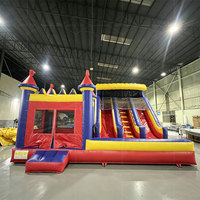 Château gonflable commercial pour enfants et tout-petits, avec toboggan et zone de saut, pour l'extérieur, thème chasseurs