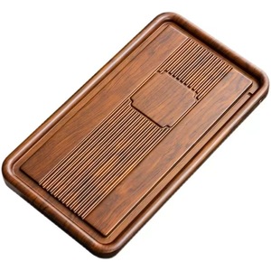 Bandeja de té de alta gama para uso doméstico, mesa de té integrada de bambú y madera 2025 con drenaje, bandeja grande para preparación en seco, bandeja de té. - Product Image 1