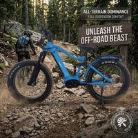 Vélo de montagne électrique à moteur central 48V 1000W, pneus larges de 26 pouces, batterie 17,4 Ah, suspension intégrale, frein à huile, 8 vitesses, personnalisable