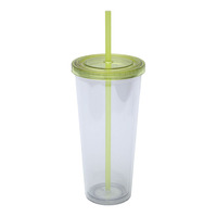 Gobelet transparent de 24 oz avec couvercle et paille transparents colorés