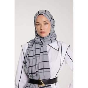 Pure Tone <b>Scarf</b> Square Pattern Silver Navy Green 100% Polyester <b>Chiffon</b> Washable Women Modest Dress - Product Image 2