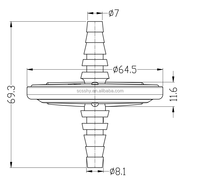 Membrane hydrophobe en PTFE 0.22um 0.45um 1.0um dans les filtres d'aération en ligne 37mm 50mm pour les navires de culture de purge de gaz stériles