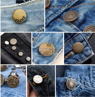 Kancing Jeans Ramah Lingkungan dari Paduan Seng Berlapis dengan Logo Kustom Terukir untuk Jaket Denim Grosir Pabrik