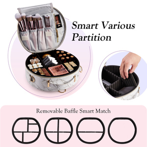 Portable Travel <b>Makeup</b> Bag Case Leather Cosmetic Storage Organizer Bag with Detachable Shoulder Strap Large Beauty <b>Box</b> - Product Image 3
