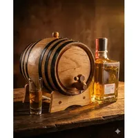 The Barrel House - Baril en bois Aro Negro de 3 litres avec bord et base noirs pour le stockage de bière et de spiritueux