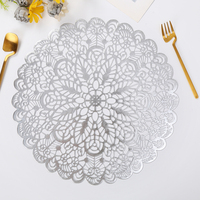 Sets de table ronds en plastique de luxe personnalisés, dorés, en vinyle PVC, dentelle, pour table à manger