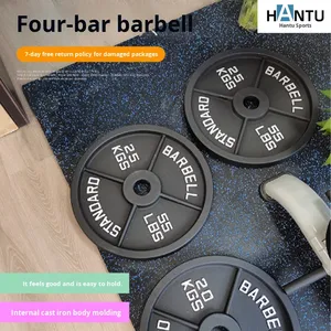 Gang bốn-gân <span class=keywords><strong>Barbell</strong></span> tấm lớn-lỗ thiết kế cho phòng tập thể dục & nhà tập thể dục thể thao tạ Đen tấm - Product Image 2