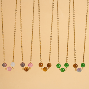 Collier pendentif pour femme Bingxin, style hawaïen simple et polyvalent, en acier inoxydable, sans ternissement, couleur bonbon, pierre naturelle, cadeau - Product Image 3