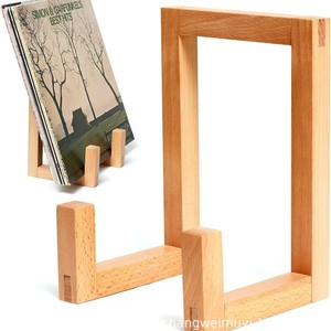 Wooden <b>Record</b> Display Rack Solid Wood Vinyl Storage Desktop <b>Stand</b> For Books Photo Frames Natural Color Rectangle Shape - Product Image 1