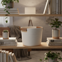 Panier de rangement en coton avec poignée en cuir pliable pour le salon et la chambre à coucher, cadeau de rangement pour la maison