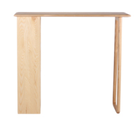 Table de bar moderne en bois de frêne massif avec étagère de rangement intégrée, table haute en bois clair naturel pour bar, café