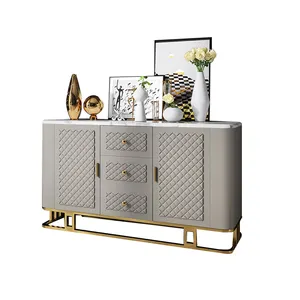 Customizable Modern <strong>Sideboard</strong> <strong>Cabinet</strong> Leather and Marble <strong>Display</strong> <strong>Cabinets</strong> Dining Room Furniture - Product Image 1