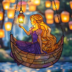 OEM ODM Présentoir en acrylique, Attrape-soleil en acrylique Princesse Tangled, Lanterne en acrylique effet vitrail à motif de personnage de dessin animé, Décoration de fenêtre, Cadeau - Product Image 5
