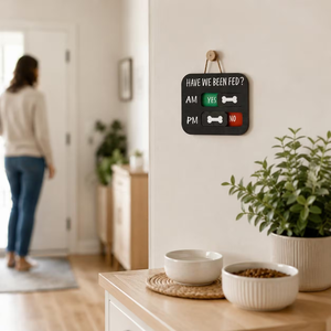 Letrero Colgante Creativo para Horarios de Comida, Tabla de Recordatorio <span class=keywords><strong>AM</strong></span>/<span class=keywords><strong>PM</strong></span> para Perros y Gatos, Tablero de Madera para Recordatorio de Alimentación de Mascotas - Product Image 4