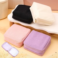 Sac de maquillage cosmétique en velours côtelé femme serviette Tampon pochette pour serviettes hygiéniques Portable sac de rangement de bijoux anti-poussière pour voyage pour les filles