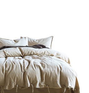 Unisex Trắng Hồng Xám <span class=keywords><strong>Comforter</strong></span> Bedding <span class=keywords><strong>Set</strong></span> Tinh Khiết Cotton Linen Bedding <span class=keywords><strong>Set</strong></span> Đồng Bằng Màu Gối Trường Hợp Và Ga Trải Giường Bộ - Product Image 1