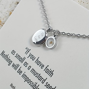 CAIOOCHE, nuevo collar de moda, joyería, semilla de mostaza, <span class=keywords><strong>Fe</strong></span> sobre el miedo, collar inspirador Be the Light Charm para mujer - Product Image 4