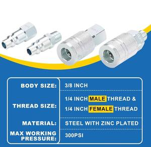 3/8 alitair "ו-1/4" pt חוט פניאומטי-גוף "חוט מהיר להתחבר - Product Image 4