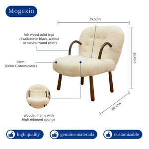 Sillón con Detalles de Tela Bouclé, Silla Moderna para Sala de Estar, Sillón Individual Tapizado - Product Image 2