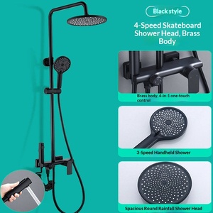 Ensemble de <span class=keywords><strong>douche</strong></span> mural à énergie <span class=keywords><strong>solaire</strong></span> à poignée unique en cuivre Qingshiya avec barre coulissante pour salle de bain - Product Image 6