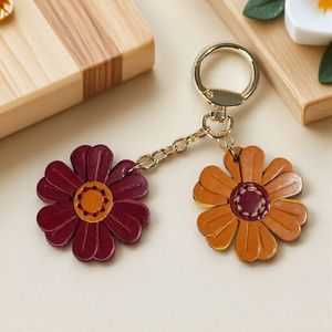 Custom Hot Selling flower <b>keychain</b> fashion Bag Charms Genuine pu <b>Leather</b> Metal <b>Keychain</b> Gifts - Product Image 6