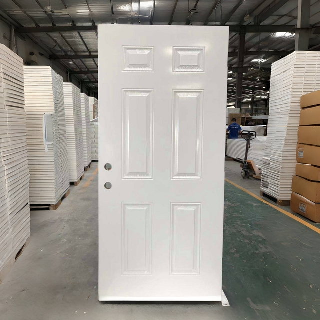 Modern White Color for 6 Panel 90min Steel Fire Door with Side Opening and Frame