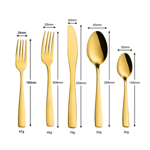 Juego de <span class=keywords><strong>Cubiertos</strong></span> de Lujo para Restaurante, Cuchara, Tenedor y Cuchillo <span class=keywords><strong>Dorados</strong></span>, Juego de <span class=keywords><strong>Cubiertos</strong></span> de Acero Inoxidable Dorado para Boda - Product Image 2