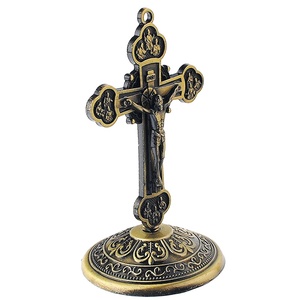 Estatua de Metal chapada en bronce antiguo de 5x8,6 cm, estatua de Jesús, crisol de pie católica, BZR21543 - Product Image 6