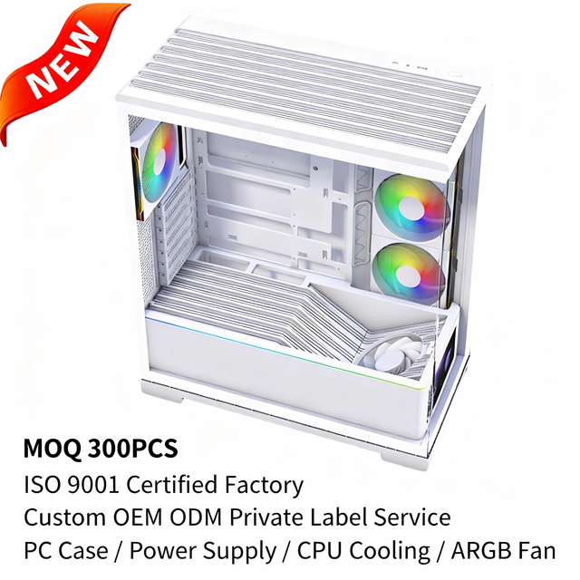 OEM V100 ATX Mid Tower PC Case Casing, Screen Display with Tempered Glass, Support 430mm GPU, 360mm Radiator, Optimized Airflow