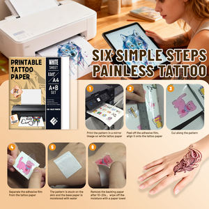 Paquete de 24 Hojas de Papel para Tatuajes Imprimibles con Impresora de Inyección de Tinta, Arte Corporal Temporal, Transferencia de Agua, Herramientas de Bricolaje para Niños y Adultos, Espacios Creativos - Product Image 3