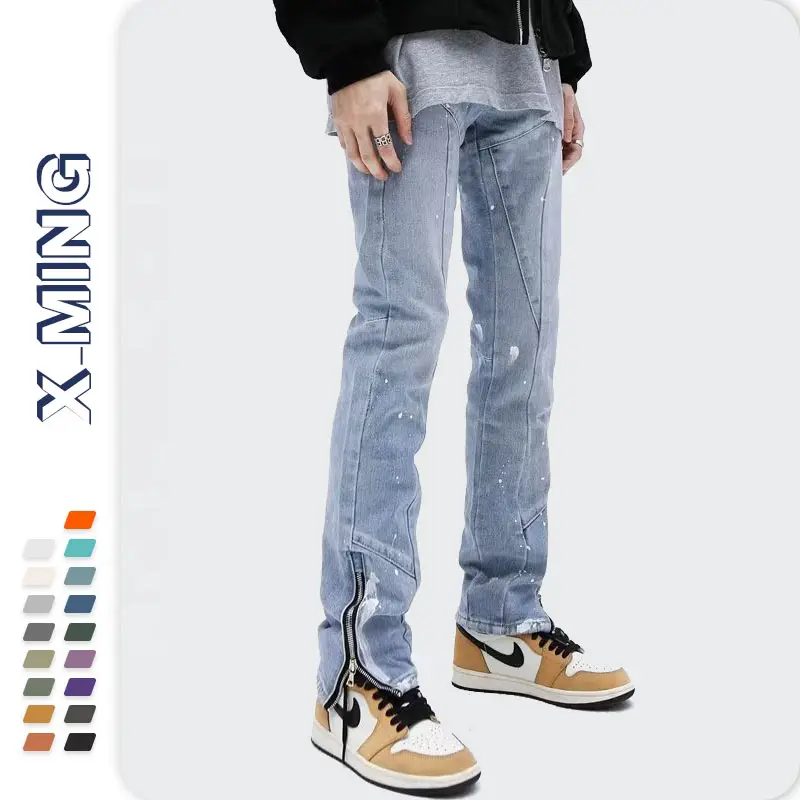 Ready to ship mens slim fit denim jeans for men ankle zipper pants skinny high quality fashion jeans pants man cheap price