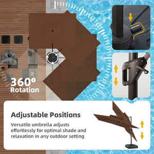 HANYI Luxury Aluminum Canopy <strong>Heavy</strong> <strong>Duty</strong> Waterproof Outdoor <strong>Bases</strong> Modern Catilerver Umbrellas Patio <strong>Parasol</strong> for Patio Umbrella - Product Image 5