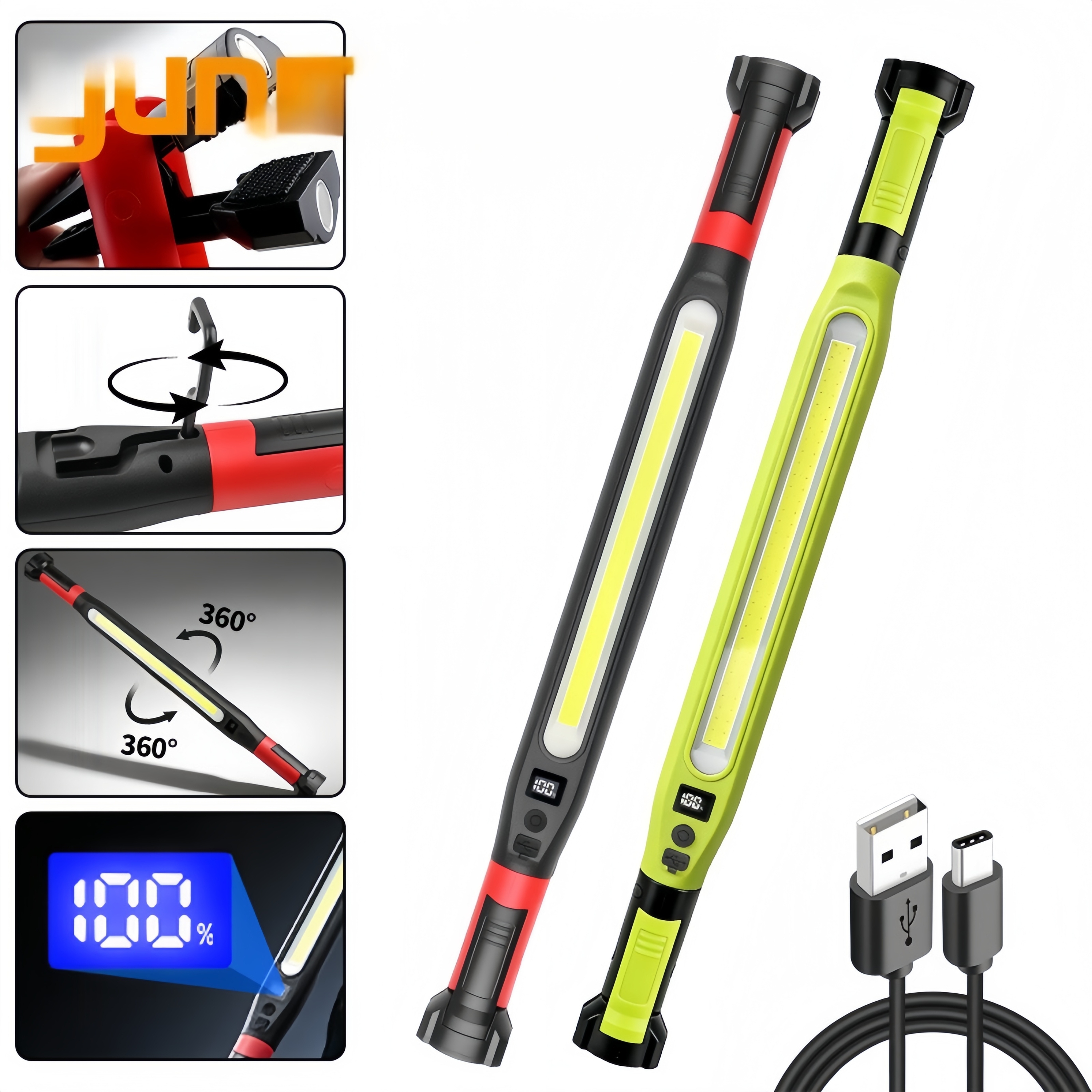 Portable COB LED Work Lamp Cordless Magnetic Inspection Lights Car Repair Emergency USB Charging Flashlights Torches with Clip