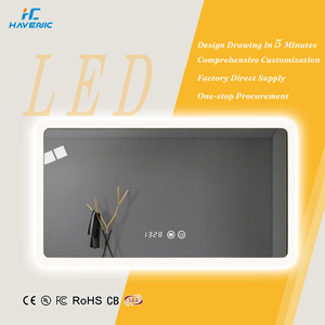 กระจกห้องน้ำทรงสี่เหลี่ยมผืนผ้า LED ทันสมัยพร้อมฟังก์ชันกันฝ้าและไฟสามสีสำหรับตกแต่งห้องนอนโรงแรมหรือห้องน้ำ - Product Image 1