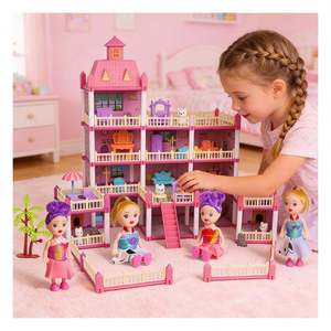 Ensemble de maison de poupée pour cadeau de Noël avec meubles et accessoires, mini-maison en plastique, modèle DIY pour enfants unisexes de 5 à 7 ans, amusement pour les anniversaires - Product Image 3