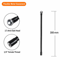 Support de téléphone flexible en métal de 300 mm avec col de cygne, filetage femelle 1/4 vers rotule de 17 mm, bras flexible pour éclairage LED, streaming, selfie et vlog