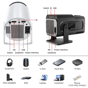 Thấp moq hy300 <span class=keywords><strong>Pro</strong></span> hy320 Mini Chiếu thông minh Android vide proyector 4k xách tay Android Beamer LED/LCD đèn tối đa 1080P - Product Image 4