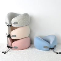 Oreiller de voyage écologique réglable en mousse à mémoire de forme en U, accessoire de voyage portable pour avion, design ergonomique