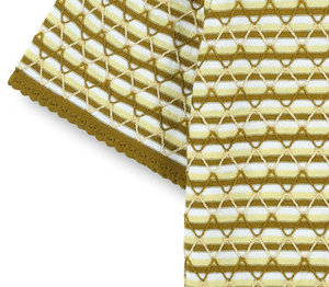 2025 personalizado OEM y ODM señoras primavera Casual cuello redondo <span class=keywords><strong>manga</strong></span> corta <span class=keywords><strong>abullonada</strong></span> con media tapeta suéter efecto rayas pulóver - Product Image 6