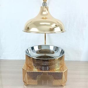 Hotel Restaurant <b>Buffet</b> Stove Gold Alcohol Stove Stainless Steel Circular Dish <b>Warmer</b> Light Luxury Style - Product Image 2