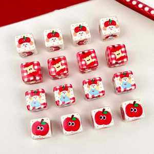 13.6mm dessin animé pomme carré acrylique perles bricolage à la main téléphone portable chaîne acrylique perles pour bijoux accessoires - Product Image 4