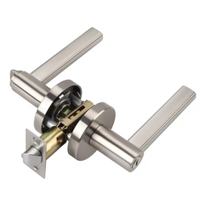 Gagang Pintu Silinder Pengunci 3 Titik Bahan Satin Stainless Steel Warna Silver Brushed, <span class=keywords><strong>Set</strong></span> Kenop Pintu Privasi Bulat dengan Lapisan Tahan Lama dan Kunci Putar - Product Image 2