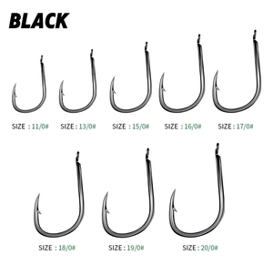 30 pièces/sac 11 # -20 #   Hameçon de pêche à longue tige en acier à haute teneur en carbone, style Maruto, à ardillon, pour jigging en eau salée, truite, poisson-chat, ruisseau - Product Image 4