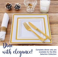 Lot de 60 assiettes carrées en plastique dorées, élégantes, avec bord doré, 9,5 pouces, jetables, sans BPA, pour mariage, anniversaire, fête d'Halloween