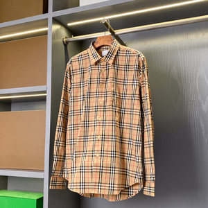 เสื้อเชิ้ตแขนยาวลายตารางสไตล์วินเทจ Burberry คุณภาพดี ดีไซน์ทันสมัย ระบายอากาศได้ดี สำหรับผู้ชาย - Product Image 1