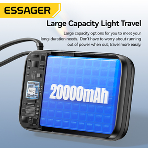 Batterie Externe Portable <span class=keywords><strong>Essager</strong></span> ES-D025 65W 20000Mah avec Charge Rapide pour Ordinateur Portable, Câbles Intégrés et Affichage LED - Product Image 5