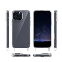 Étui de téléphone portable transparent antichoc avec support et sangle de suspension pour iPhone 15 16 17 18 Samsung S24 S25 S26 A52 A53